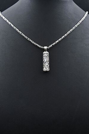 Hz. Ali Zülfikar Kılıcı Cevşen 925 Ayar Gümüş Kolye Kral Zincir 2Mm 902186