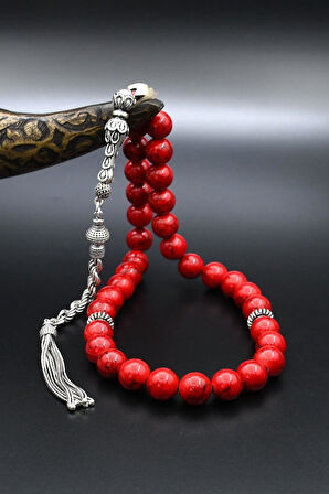 33'lük Doğal Kuvars Taşlı Tesbih 925 Ayar Gümüş Püsküllü 10mm Küre Kesim 902217