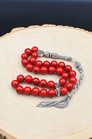 33'lük Doğal Kuvars Taşlı Tesbih 925 Ayar Gümüş Püsküllü 10mm Küre Kesim 902217