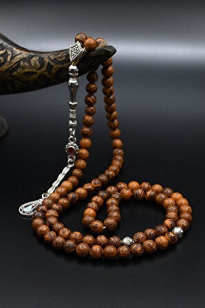 Doğal Jasper Taşlı 99'lük Tesbih Metal Püsküllü 6mm Küre Kesim 902272