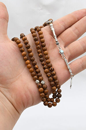 Doğal Jasper Taşlı 99'lük Tesbih Metal Püsküllü 6mm Küre Kesim 902272