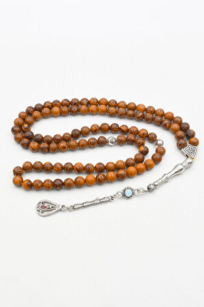 Doğal Jasper Taşlı 99'lük Tesbih Metal Püsküllü 6mm Küre Kesim 902272