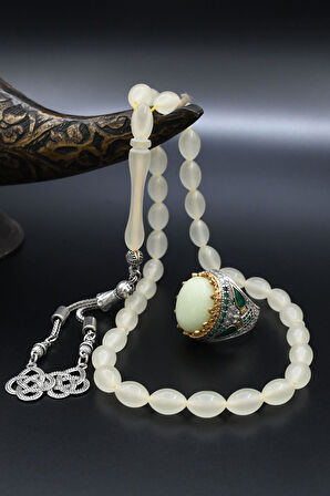 Fosforlu Tesbih Karanlıkta Parlayan Ve 925 Ayar Gümüş Yüzük Fosforlu 902280