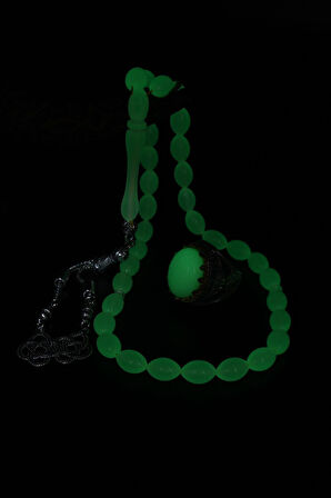 Fosforlu Tesbih Karanlıkta Parlayan Ve 925 Ayar Gümüş Yüzük Fosforlu 902280