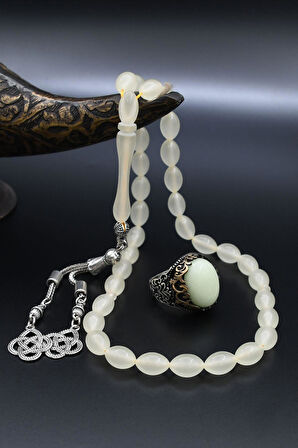 Fosforlu Tesbih Karanlıkta Parlayan Ve 925 Ayar Gümüş Yüzük Fosforlu 902282