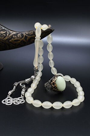 Fosforlu Tesbih Karanlıkta Parlayan Ve 925 Ayar Gümüş Yüzük Fosforlu 902282