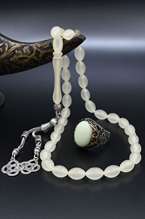 Fosforlu Tesbih Karanlıkta Parlayan Ve 925 Ayar Gümüş Yüzük Fosforlu 902282