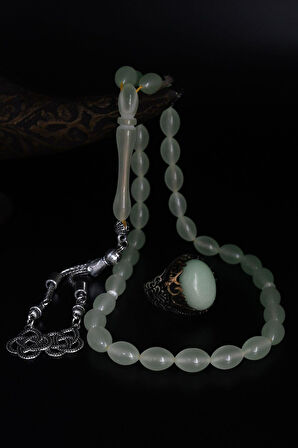 Fosforlu Tesbih Karanlıkta Parlayan Ve 925 Ayar Gümüş Yüzük Fosforlu 902282