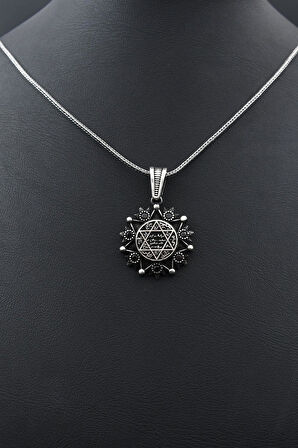 Hz. Süleyman Mührü kolye Zincir 925 Ayar Gümüş 902311