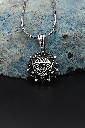 Hz. Süleyman Mührü kolye Zincir 925 Ayar Gümüş 902311