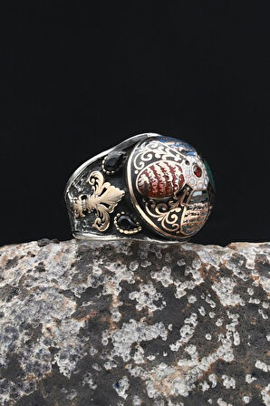 Özel Tasarım Nas Ve Felak Ve Ihlas Sureleri Mineli 925 Ayar Gümüş Erkek Yüzüğü 902326