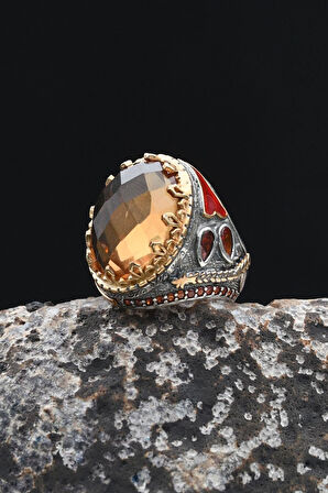 Zultanit Taşlı Zirkon Taş Süslemeli 925 Ayar Gümüş Erkek Yüzük 902347