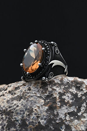 Hz. Ali Zülfikar Figürlü 925 Ayar Gümüş Erkek Yüzük Zultanit Taşlı 902350