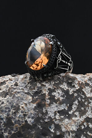 Zultanit Taşlı Terazi Figürlü 925 Ayar Gümüş Erkek Yüzük 902351