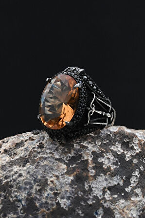 Zultanit Taşlı Terazi Figürlü 925 Ayar Gümüş Erkek Yüzük 902351