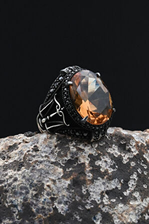 Zultanit Taşlı Terazi Figürlü 925 Ayar Gümüş Erkek Yüzük 902351