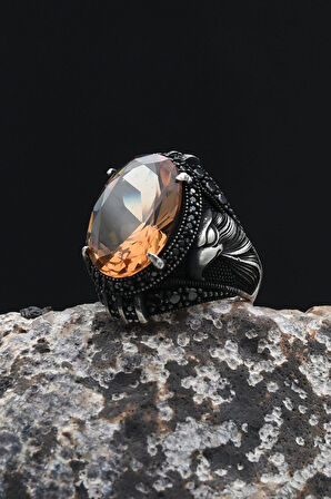 Zultanit Taşlı Kartal Figürlü 925 Ayar Gümüş Erkek Yüzük 902352