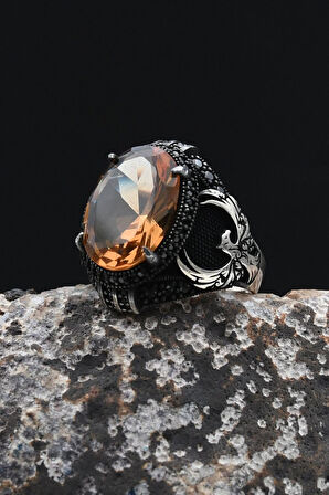 Zultanit Taşlı Anka Kuşu Figürlü 925 Ayar Gümüş Erkek Yüzük 902353