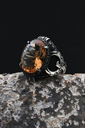 Zultanit Taşlı Anka Kuşu Figürlü 925 Ayar Gümüş Erkek Yüzük 902353