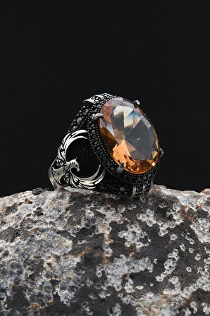 Zultanit Taşlı Anka Kuşu Figürlü 925 Ayar Gümüş Erkek Yüzük 902353