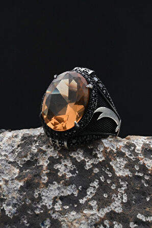 Zultanit Taşlı Hz. Ali Zülfikar Figürlü 925 Ayar Gümüş Erkek Yüzük 902356