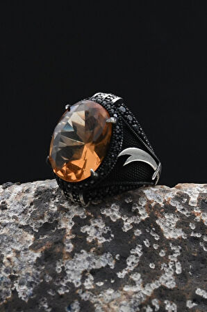 Zultanit Taşlı Hz. Ali Zülfikar Figürlü 925 Ayar Gümüş Erkek Yüzük 902356