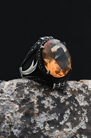 Zultanit Taşlı Hz. Ali Zülfikar Figürlü 925 Ayar Gümüş Erkek Yüzük 902356