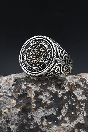 925 Ayar Gümüş Yüzük Hz. Süleyman Mührü 902358