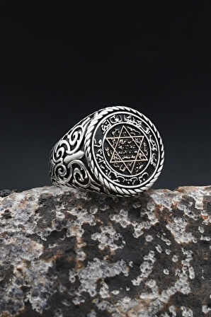 925 Ayar Gümüş Yüzük Hz. Süleyman Mührü 902358