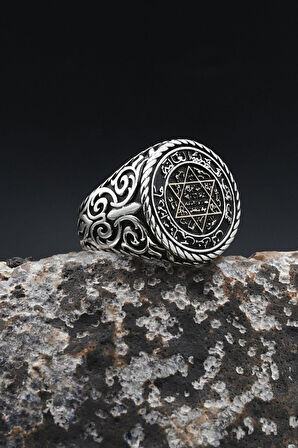 925 Ayar Gümüş Yüzük Hz. Süleyman Mührü 902358