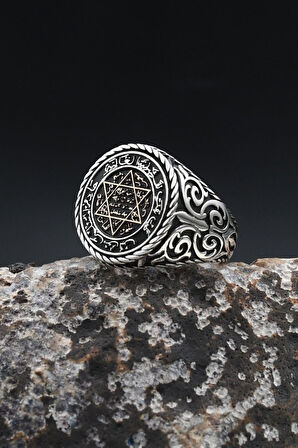 925 Ayar Gümüş Yüzük Hz. Süleyman Mührü 902358