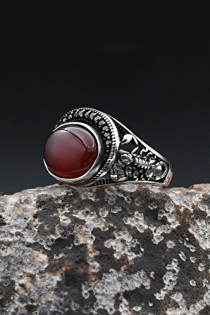 Akik Taşlı Akrep Figürlü 925 Ayar Gümüş Yüzük 902362