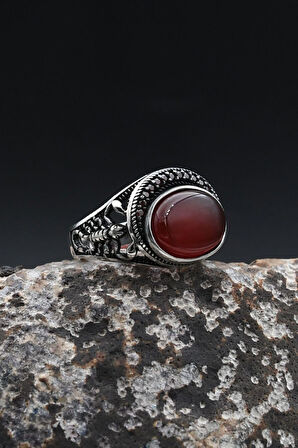 Akik Taşlı Akrep Figürlü 925 Ayar Gümüş Yüzük 902362