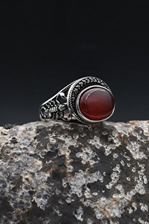 Akik Taşlı Akrep Figürlü 925 Ayar Gümüş Yüzük 902362