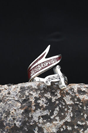 Hz. Ali Zülfikar Kılıcı Mineli Ayarlanabilir (Free Size) 925 Ayar Gümüş Erkek Yüzük 902366