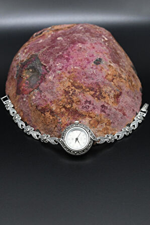 925 Ayar Gümüş Kadın Saati (Kadın Gümüş Saat) Markazit Taşlı 902370