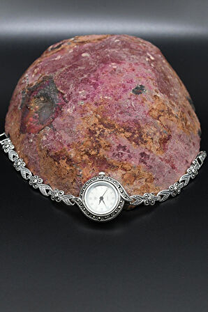 925 Ayar Gümüş Kadın Saati (Kadın Gümüş Saat) Markazit Taşlı 902370