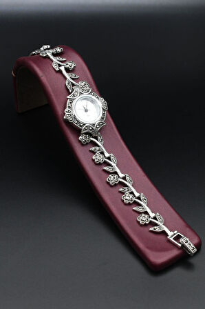 925 Ayar Gümüş Kadın Saati (Kadın Gümüş Saat) Markazit Taşlı 902371