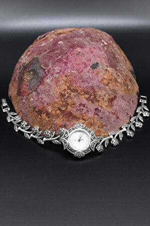 925 Ayar Gümüş Kadın Saati (Kadın Gümüş Saat) Markazit Taşlı 902371