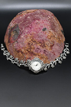 925 Ayar Gümüş Kadın Saati (Kadın Gümüş Saat) Markazit Taşlı 902371