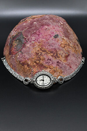 925 Ayar Gümüş Kadın Saati (Kadın Gümüş Saat) Markazit Taşlı 902374