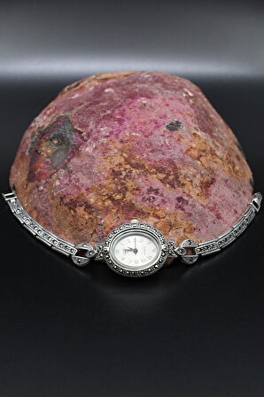 925 Ayar Gümüş Kadın Saati (Kadın Gümüş Saat) Markazit Taşlı 902374