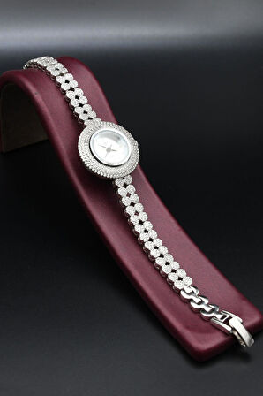 925 Ayar Gümüş Kadın Saati (Kadın Gümüş Saat) Zirkon Taşlı 902378