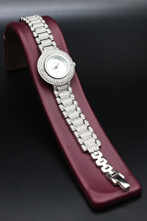 925 Ayar Gümüş Kadın Saati (Kadın Gümüş Saat) Zirkon Taşlı 902379