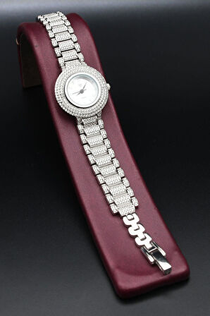 925 Ayar Gümüş Kadın Saati (Kadın Gümüş Saat) Zirkon Taşlı 902379