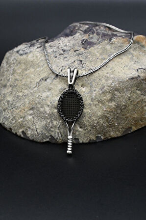 Tenis Raketi 925 Ayar Gümüş Kolye Zincir 902380