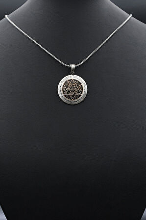 Hz. Süleyman Mührü 925 Ayar Gümüş Kolye Zincir 902381