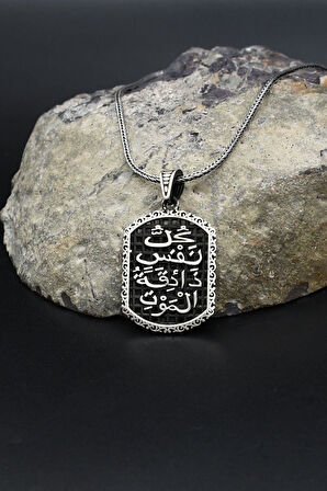 Her Can Ölümü Tadacaktır Yazlı 925 Ayar Gümüş Kolye Zincir 902382