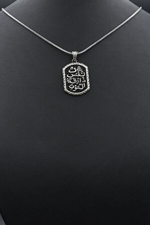 Her Can Ölümü Tadacaktır Yazlı 925 Ayar Gümüş Kolye Zincir 902382