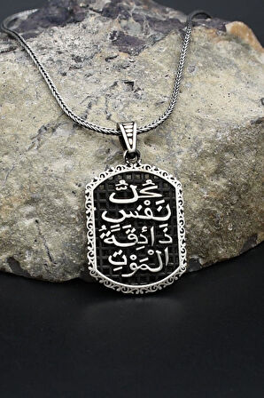 Her Can Ölümü Tadacaktır Yazlı 925 Ayar Gümüş Kolye Zincir 902382